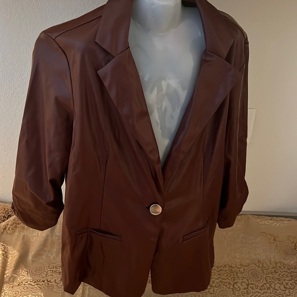 Burgundy Polyester Fashion Blazer